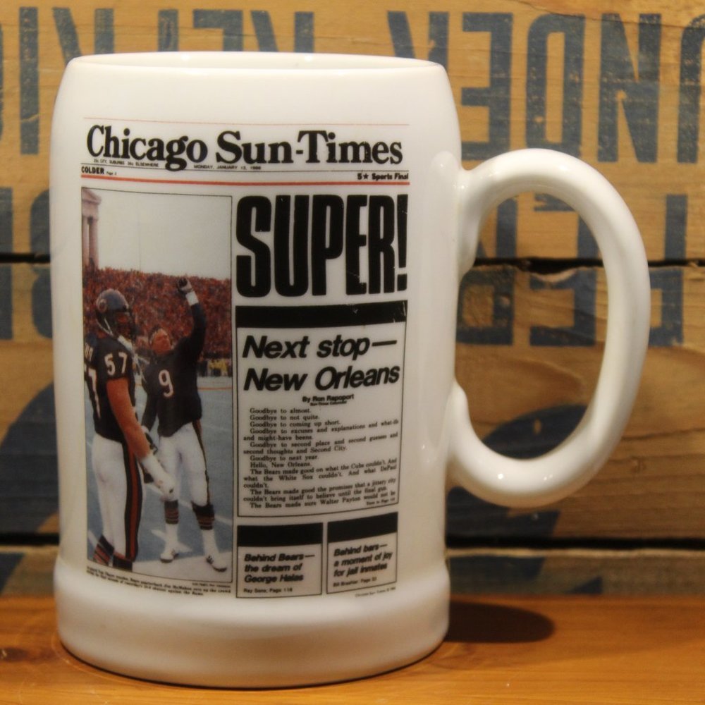 Chicago Sun-Times Chicago Bears Superbowl Ceramic Mug 5 inch